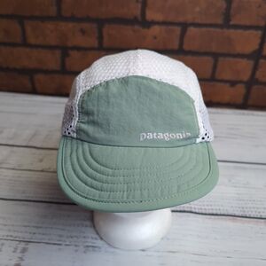 Patagonia Duckbill 5 Panel Cap Green White Mesh Running Hat Strapback Adjustable